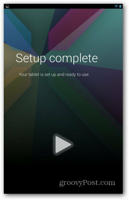 Nexus 7 lietotāja kontu iestatīšana ir pabeigta
