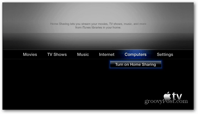 Apple TV Ieslēdziet mājas koplietošanu