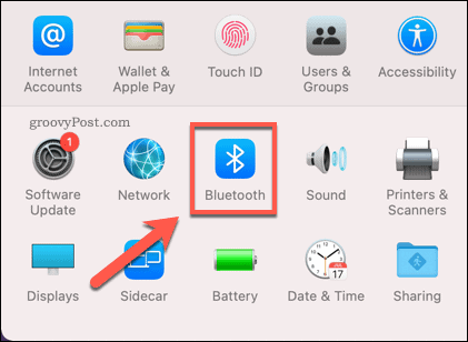 Bluetooth iestatījumu izvēlnes atvēršana Mac datorā