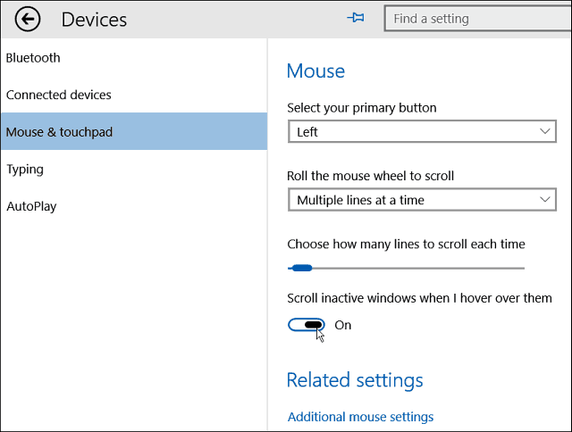 Windows 10 padoms: ritiniet neaktīvo Windows, pārvietojot kursoru virs tiem