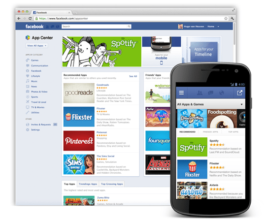 Facebook mērķis ir mobilajiem lietotājiem, izmantojot jauno lietotņu centru