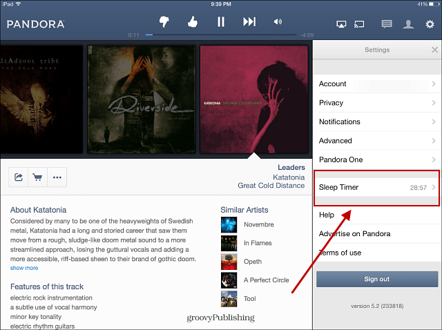 Pandora pievieno miega taimera funkciju iPad