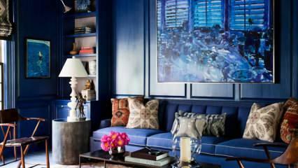 Kā izmantot zilo krāsu dzīvojamā istabā un guļamistabās?