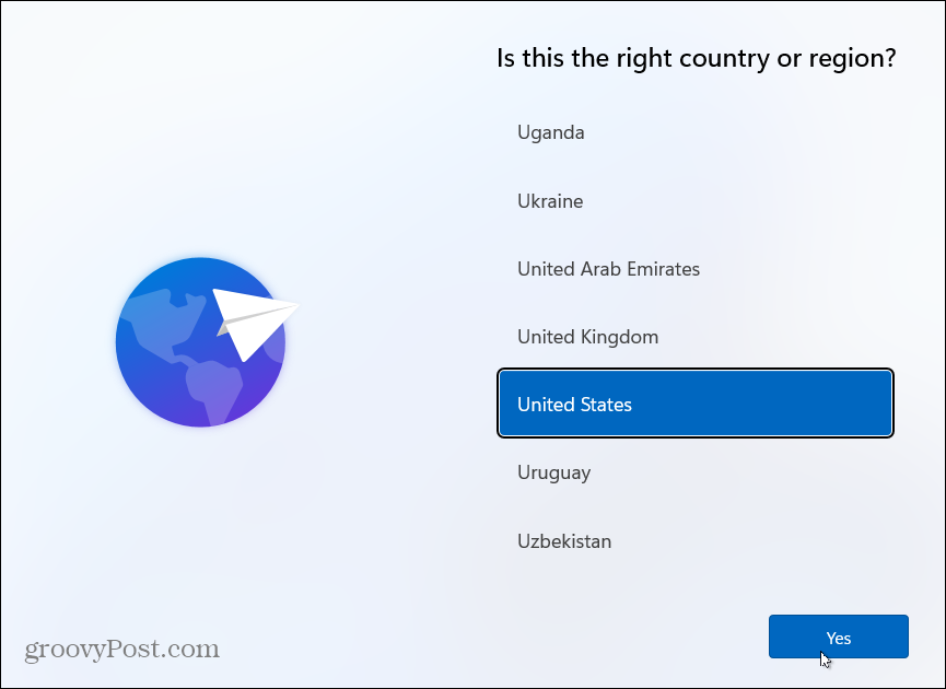 Izvēlieties Instalēt valsti Windows 11