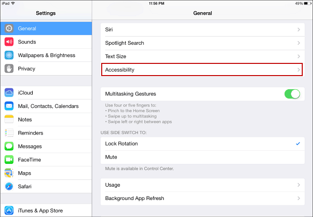 iOS 7 pieejamība