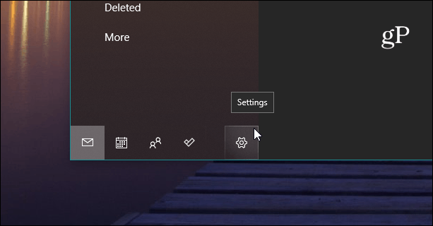 Iestatījumu poga Windows 10 Mail lietotne
