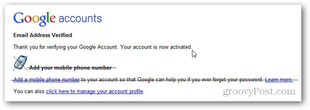 google konta e-pasta adrese ir verificēta