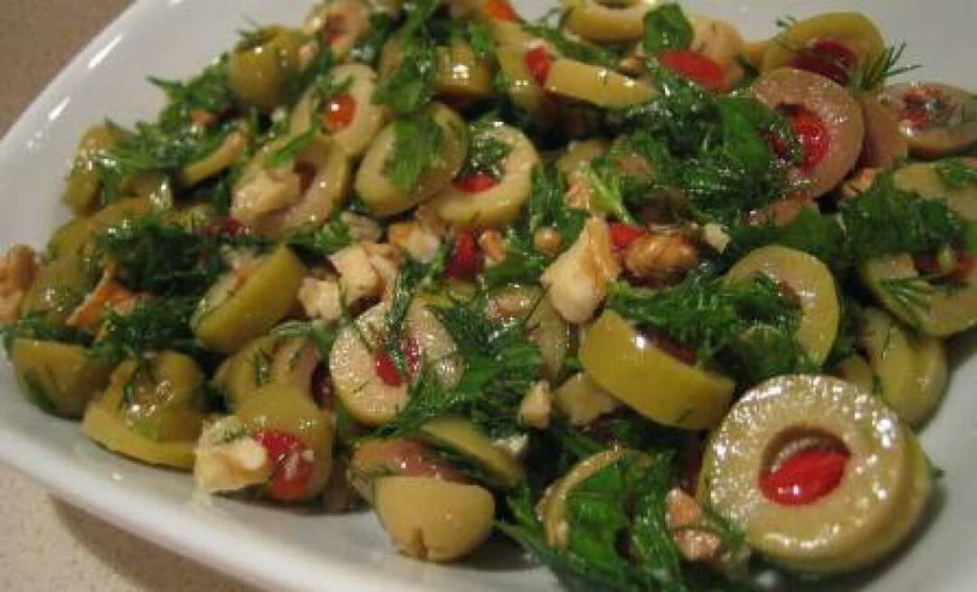 Kā pagatavot zaļo olīvu salātus? Hatay stila olīvu salāti