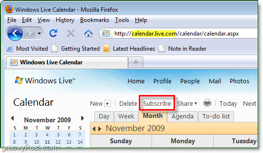 Windows Live kalendārā abonējiet google vai citu kalendāru