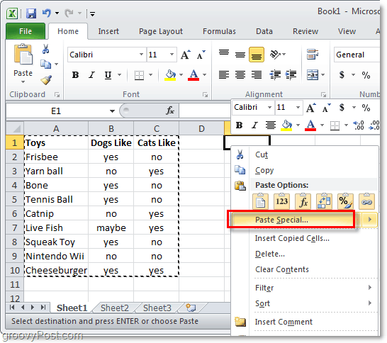 ielīmēt Excel 2010 īpašo funkciju