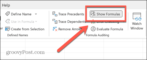 Excel parādīt formulas pogu atlasīta