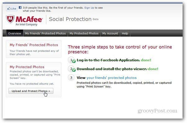 mcaffee sociālās aizsardzības lietotnes lapa