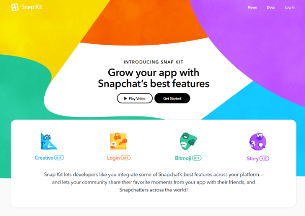 Snap Inc. iepazīstināja ar pilnvērtīgu izstrādātāju komplektu Snap Kit, kas ļauj lietotņu veidotājiem savās lietotnēs ienest dažas no labākajām Snapchat daļām.