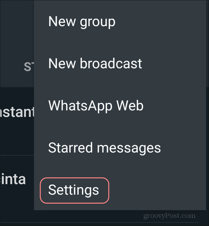 Dzēst WhatsApp konta iestatījumus