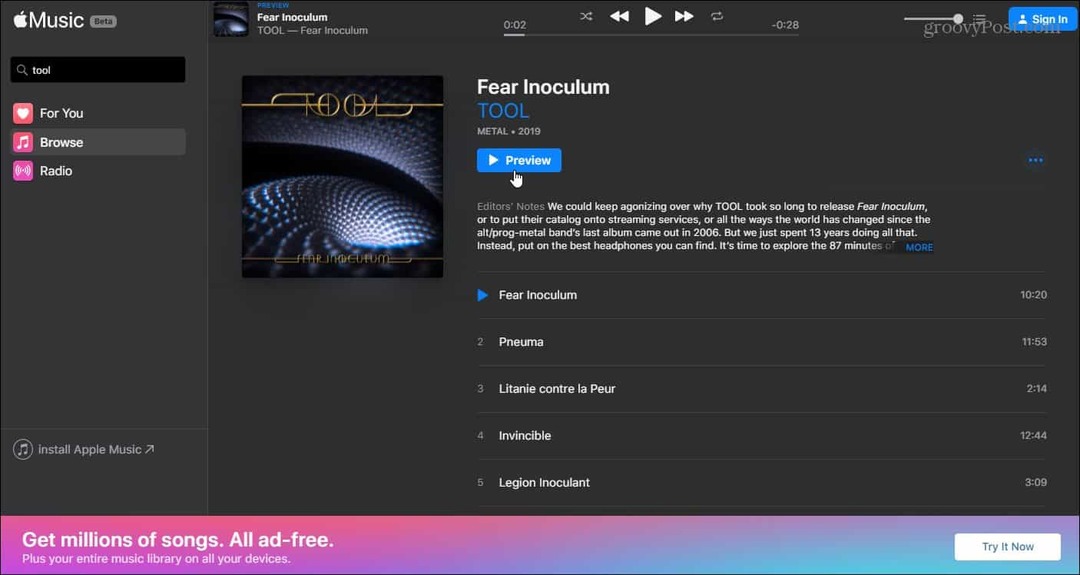 Apple uzsāk sava Apple mūzikas pakalpojuma tīmekļa versiju