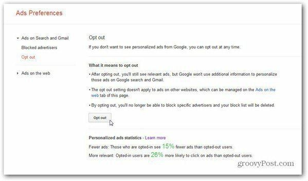 google reklāmu preferenču pārvaldnieks atsakās no meklēšanas gmail