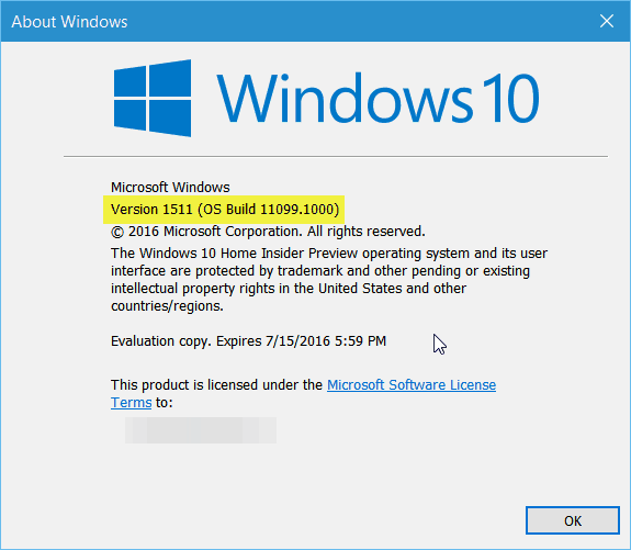 11099 Windows 10 būve