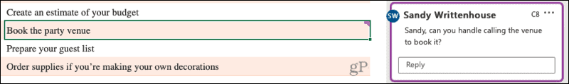 Skatiet komentāru programmā Excel tiešsaistē