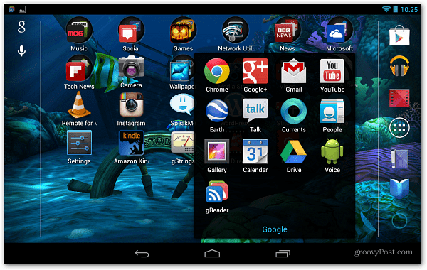 Android Nexus 7 sākuma ekrāns