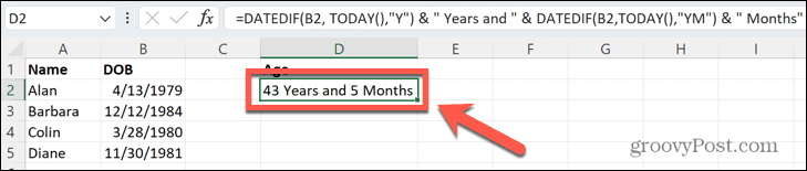 Excel gadu un mēnešu rezultāti