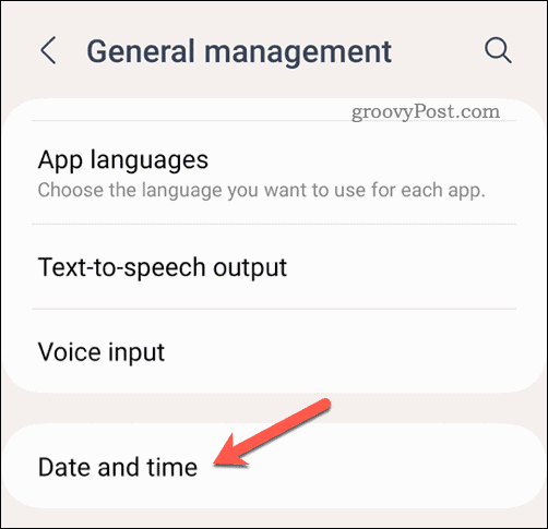 Datuma un laika izvēlne Android ierīcē