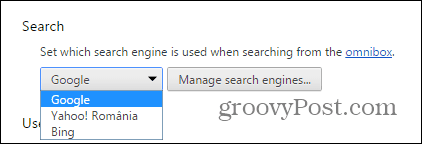 Chrome meklēšanas nodrošinātājs