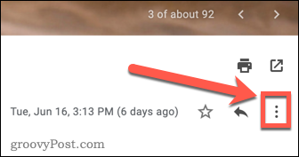 Trīs punktu izvēlnes ikona pakalpojumā Gmail