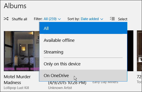 filtrēt OneDrive