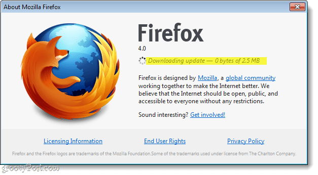 Lejupielādējiet atjauninājumu Firefox 4