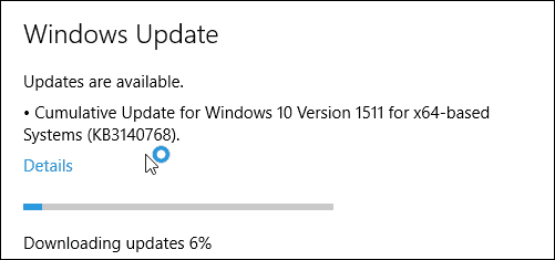 Windows 10 kumulatīvais atjauninājums KB3140768