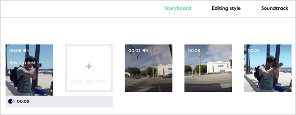 Rediģējiet, sagrieziet un pārkārtojiet klipus un priekšskatiet videoklipu Magisto storyboard editor.