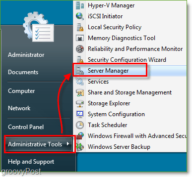 Ekrānuzņēmums - Windows Server 2008 palaišanas servera pārvaldnieks