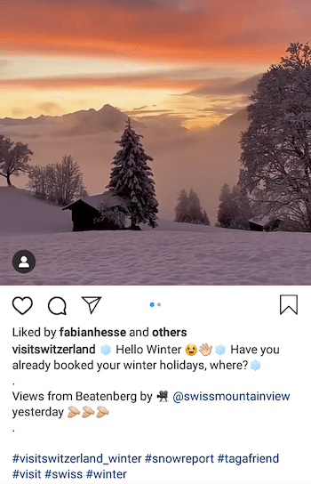 Instagram biznesa ziņas piemērs, izmantojot tagafriend hashtag