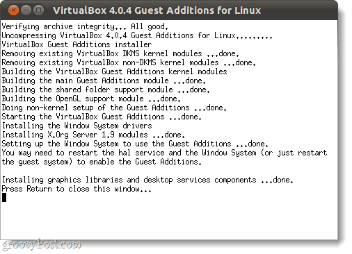palaist virtualbox viesu papildinājumus Linux