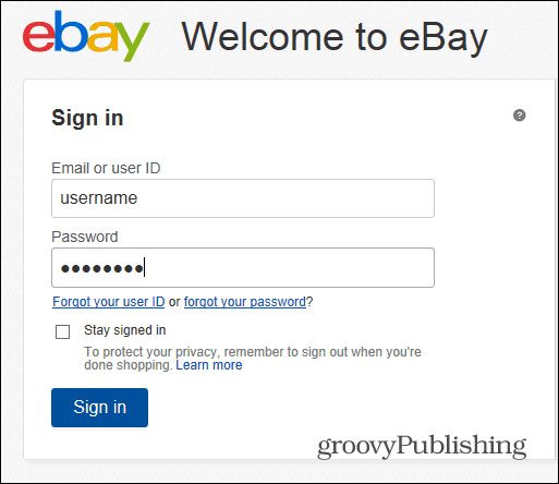 eBay nomainīt paroli