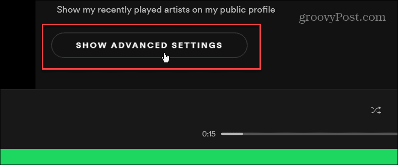 rādīt papildu iestatījumus Spotify