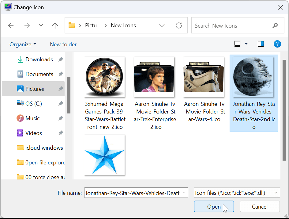 Pielāgojiet Windows 11 sistēmas ikonas