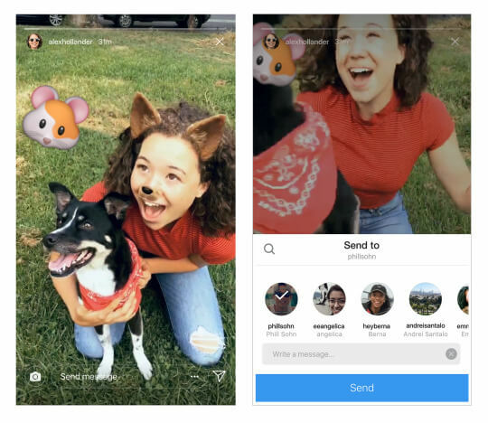 Instagram paziņoja, ka lietotāji tagad var kopīgot Instagram stāstus Direct.