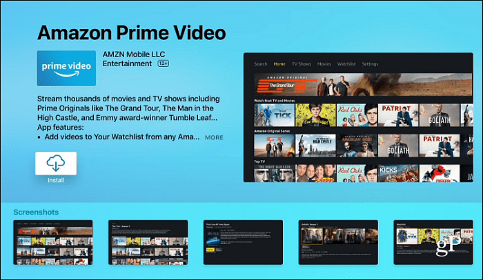 Instalējiet Amazon Prime Video Apple TV