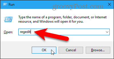Atveriet reģistra redaktoru operētājsistēmā Windows 10
