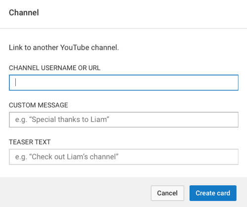 Dažādu veidu YouTube kartēs tiks prasīta atšķirīga informācija, taču tās visas prasīs īsu teksta tekstu.