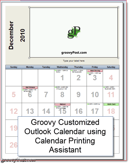 Kalendāra drukāšanas palīgs Outlook 2010