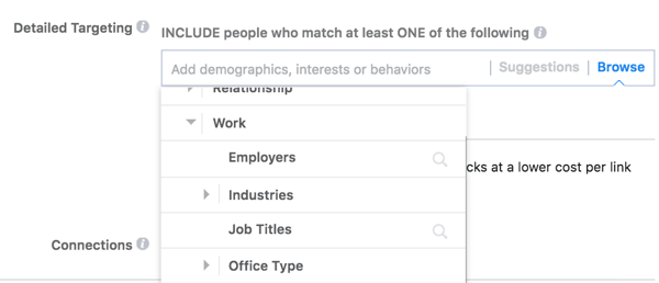 Facebook piedāvā detalizētas mērķauditorijas atlases iespējas, pamatojoties uz jūsu auditorijas darbu.