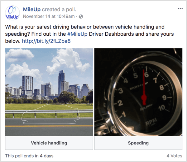 Facebook gif aptauja veicina vietnes trafika piemēru