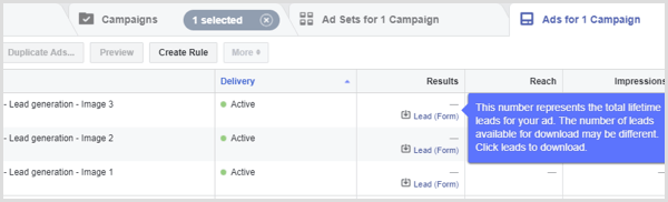 Facebook vadošo reklāmu rezultāti