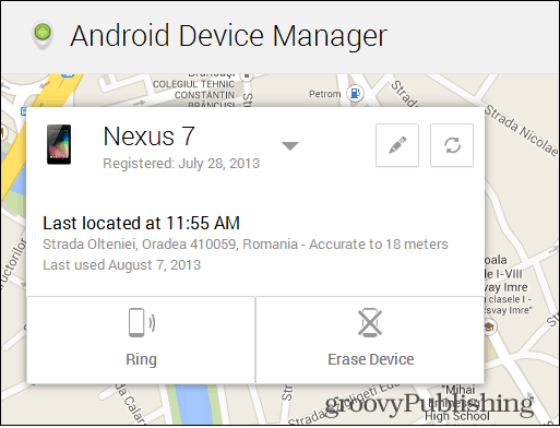 Android ierīces pārvaldnieka karte