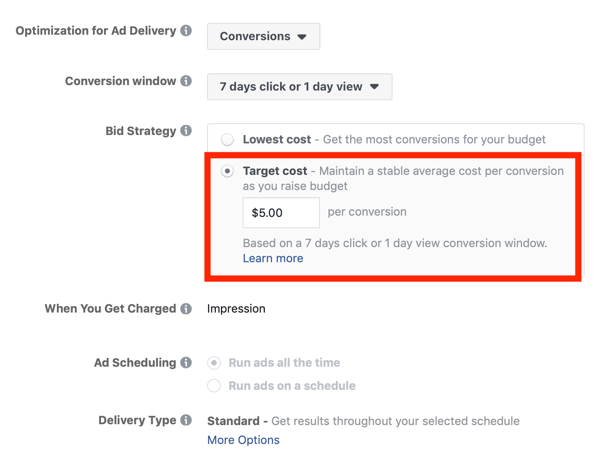 Padomi, kā samazināt jūsu Facebook reklāmas izmaksas, iespēja iestatīt cenu noteikšanas stratēģiju