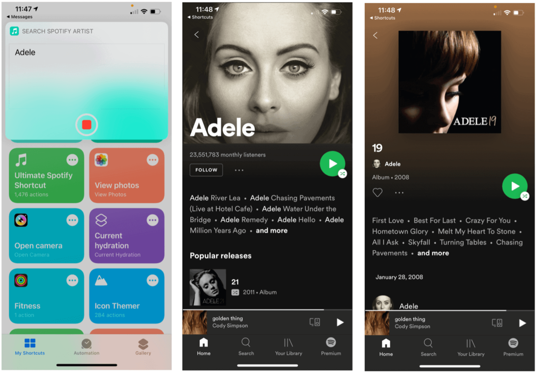 Siri saīsnes vietnei Spotify: turpiniet mūzikas atskaņošanu visu diennakti