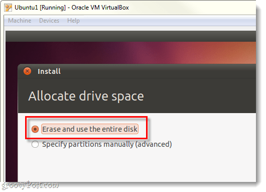 izdzēsiet un izmantojiet visu disku ubuntu