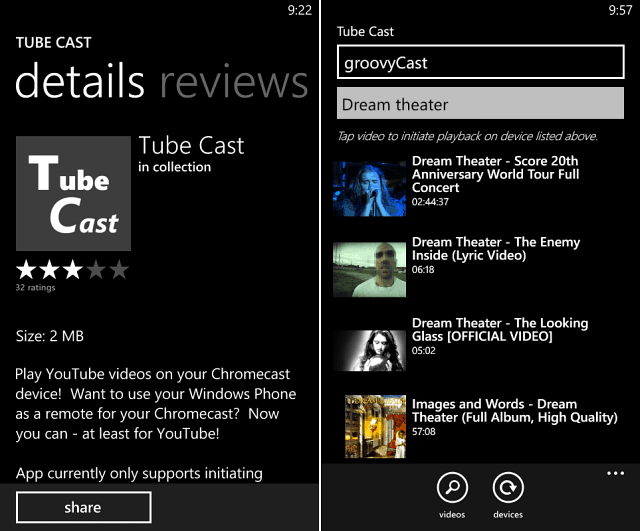 Tube cast operētājsistēmai Windows Phone 8